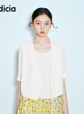 indicia标记商场同款25夏桑蚕丝真丝V领西装白色外套F2B5XZ299N