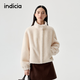 羊羔毛绒短款 女装 羊毛外套L2D5WT247 新款 indicia标记2025秋冬季