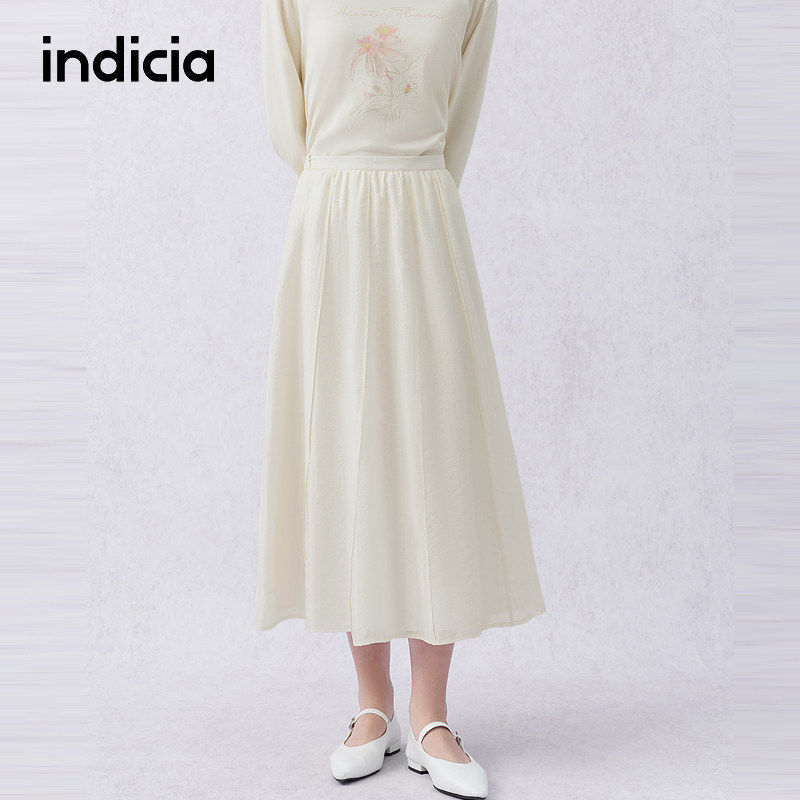 indicia标记商场同款2026夏季新款半身裙米色裙子女装F2B6QZ199C