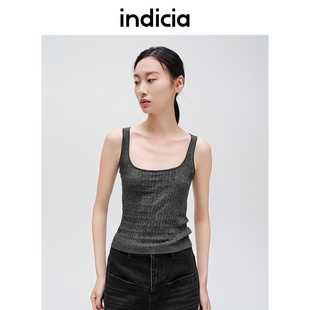 indicia标记女装春秋款复古文艺绞花针织背心L2C4BX134