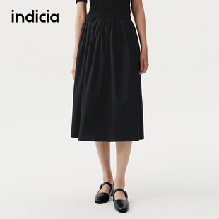 indicia标记商场同款 褶皱显瘦日系半身裙纯色F2C5QZ285F 25秋新款
