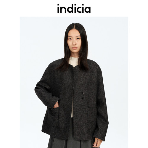 indicia标记商场同款春秋款女装简约气质圆领外套 F2A5WT017N