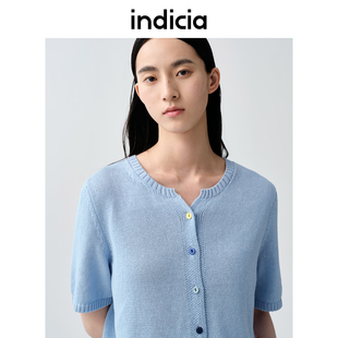 针织开衫 圆领薄款 蓝色F2B5KS165N 25夏新款 indicia标记商场同款