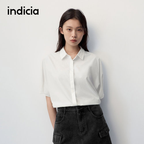 indicia标记商场同款2026夏季新款女装白色衬衫上衣F2B6CS215N