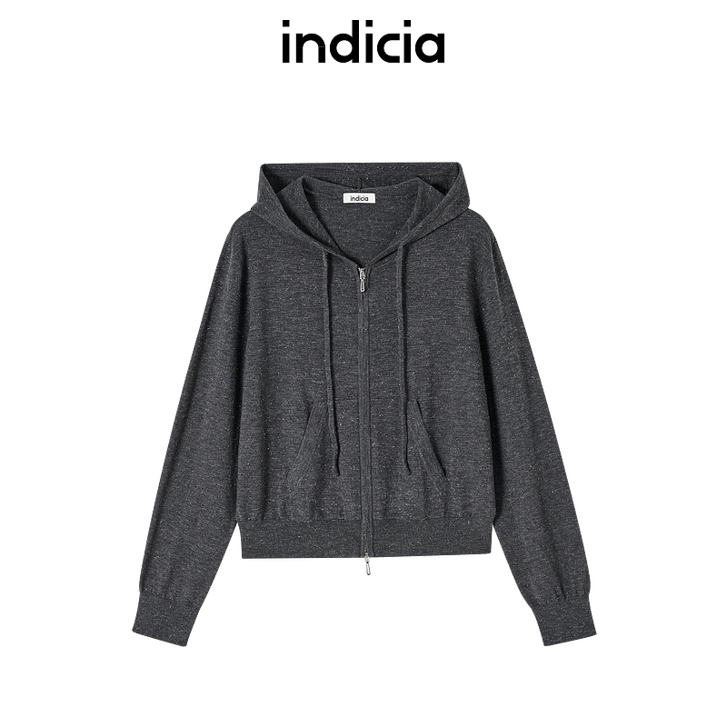 indicia标记商场同款25春新款羊毛休闲柔软连帽开衫女 F2A5KS039F