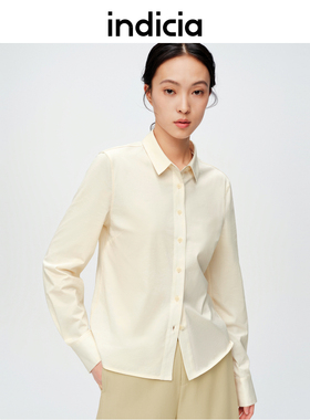 indicia标记商场同款2024春新款米色纯棉衬衫简约上衣6A403CS160C