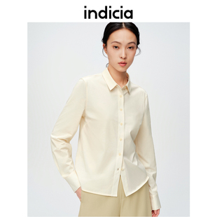 indicia标记商场同款2024春新款米色纯棉衬衫简约上衣6A403CS160C