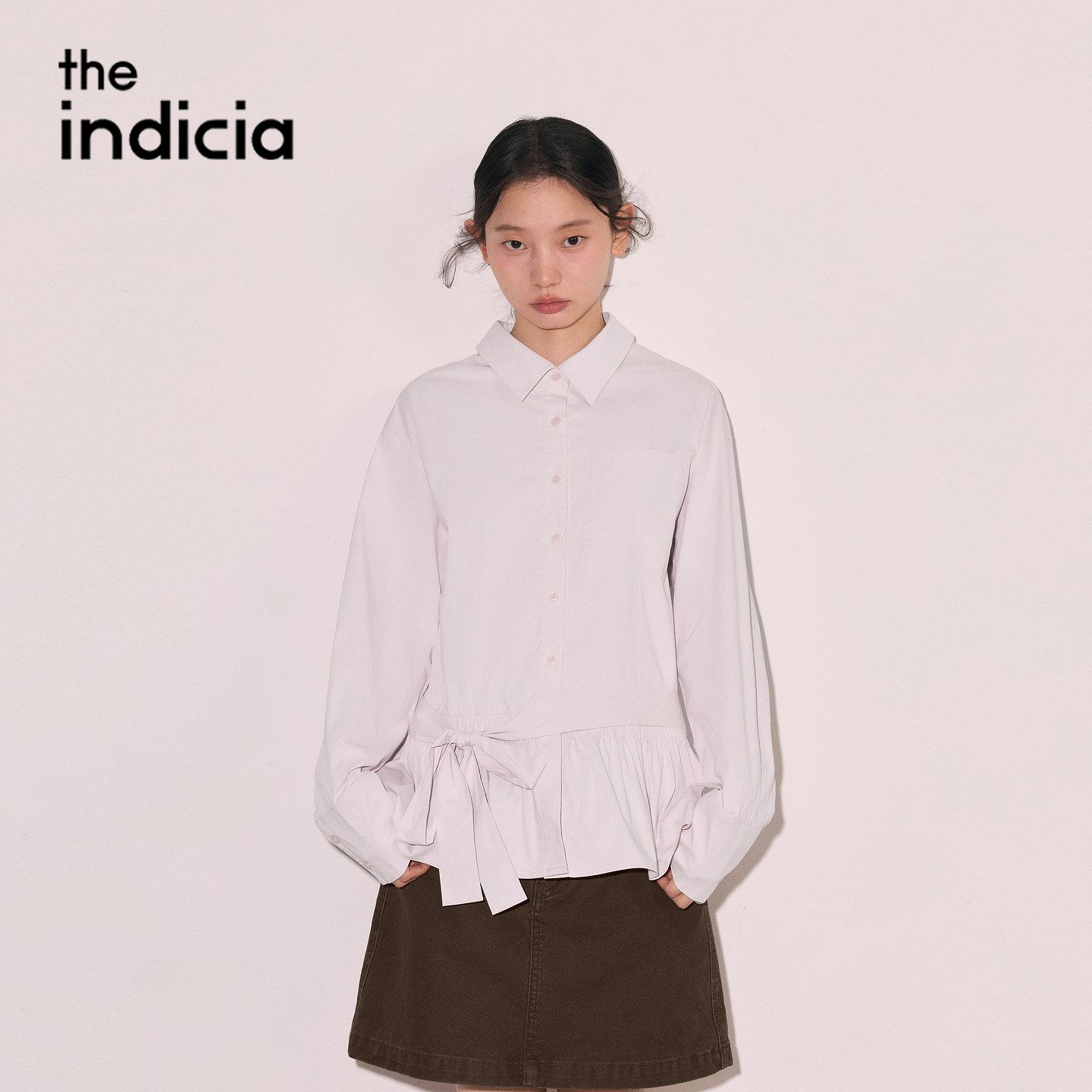 indicia标记商场同款2026秋季新款女装浅粉色衬衫上衣L2C6CS248Z