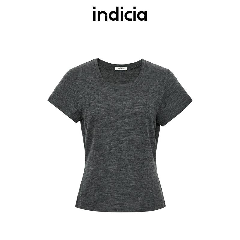 indicia标记商场同款春秋季羊毛针织衫女显瘦T恤上衣F2C4TX458F