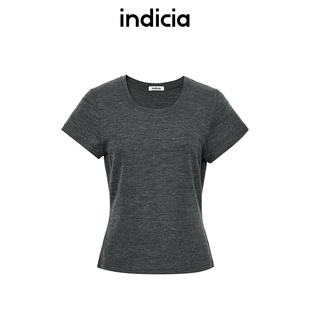 indicia标记商场同款春秋季羊毛针织衫女显瘦T恤上衣F2C4TX458F