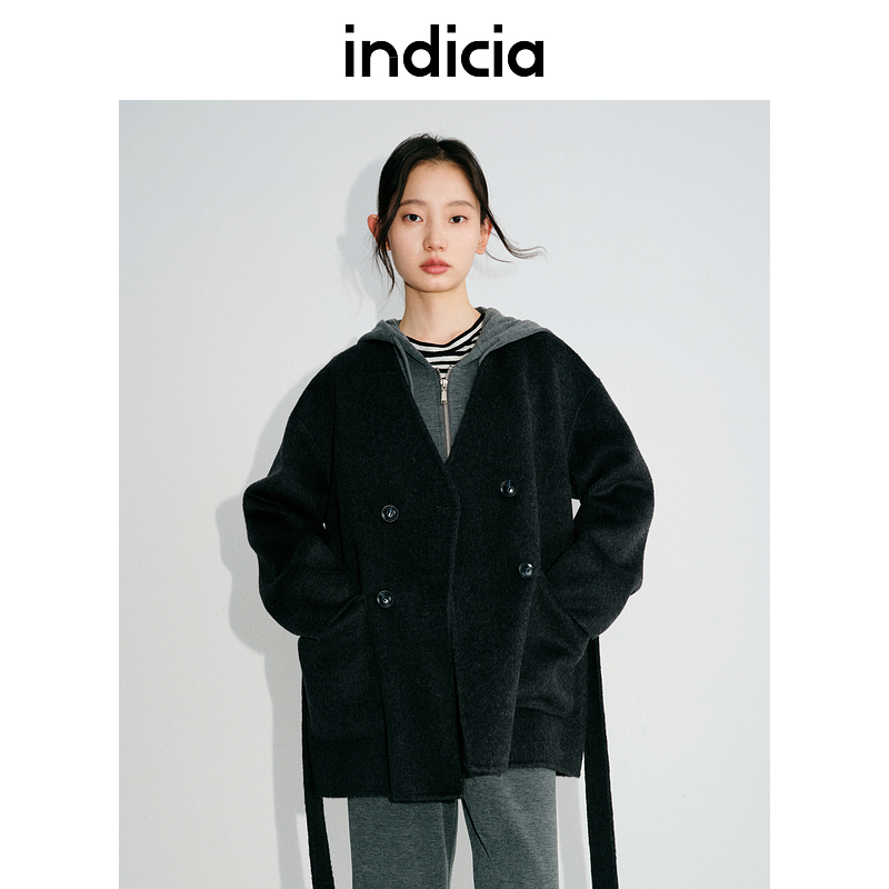 indicia标记24年秋冬新款百搭优雅舒适绵羊毛大衣L2D4DY190