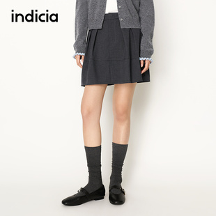 灰色半身裙短款 indicia标记商场同款 女装 新款 裙子L2A6QZ005 26春季