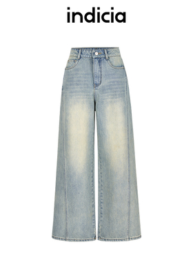 indicia标记商场同款25夏新款美式复古牛仔阔腿裤高腰F2B5NK188C