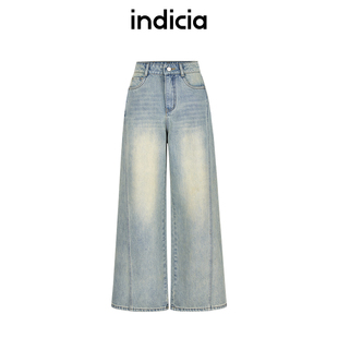 复古牛仔阔腿裤 美式 高腰F2B5NK188C 25夏新款 indicia标记商场同款