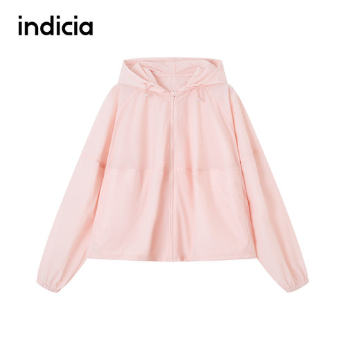 indicia标记25夏季新款防晒衣服外套粉色宽松连帽小衫时尚女装