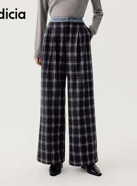 indicia标记商场同款25秋冬季新款女装休闲裤格纹裤子L2D5KZ267