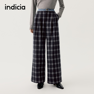 indicia标记商场同款25秋冬季新款女装休闲裤格纹裤子L2D5KZ267
