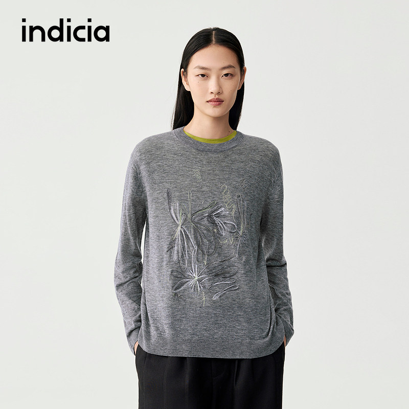 indicia标记商场同款春秋季新款女装针织衫上衣女F2B5MS274F