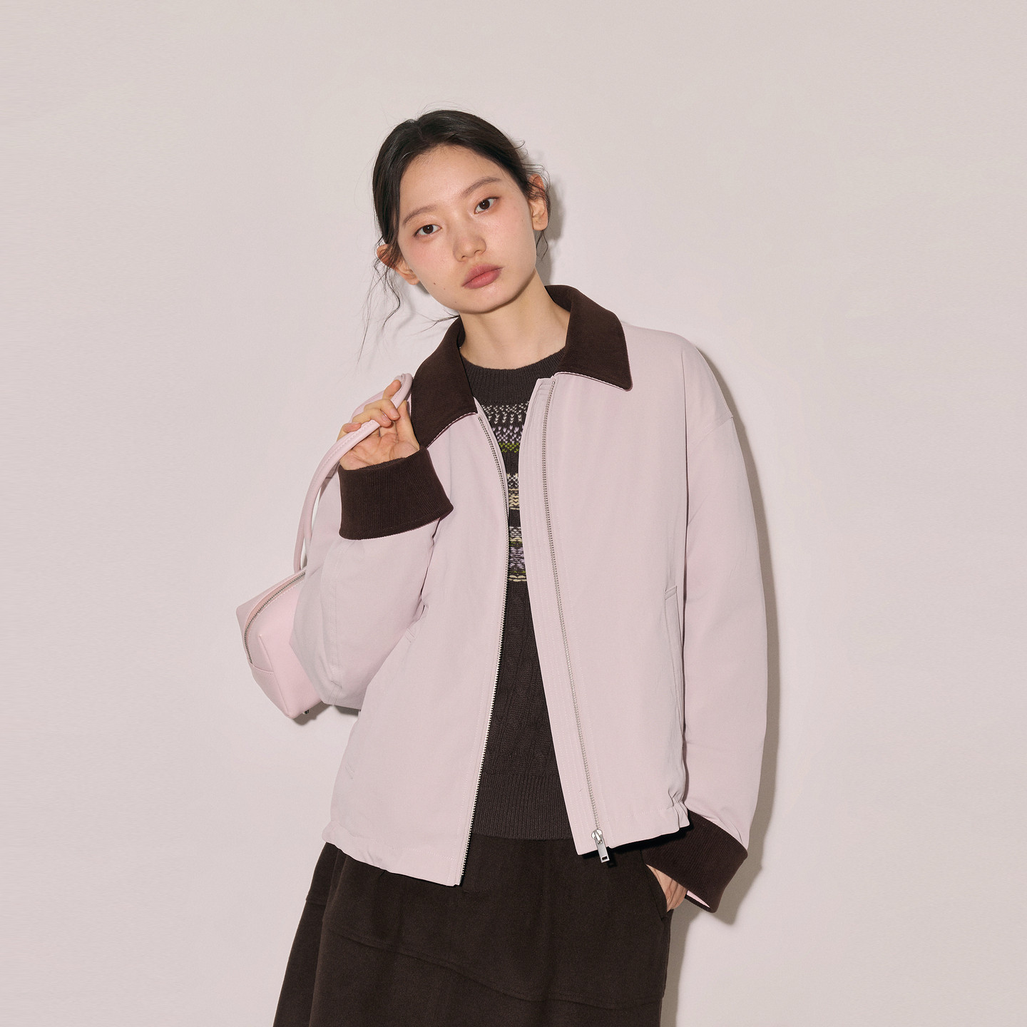 indicia标记夹克羽绒服拼色短款外套2026冬季新款女装L2D6YR323Z