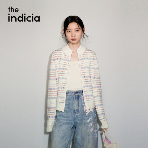 indicia标记商场同款2026秋季女装羊毛条纹针织衫开衫L2C6KS206Y