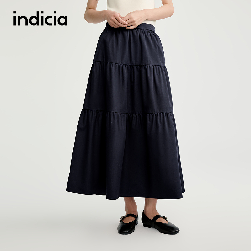 indicia标记25秋新款日系复古温柔半身裙宽松A字长裙L2C5QZ161