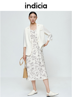 indicia 一粒扣米色西装外套女春秋季商场同款标记女装5A303XZ100