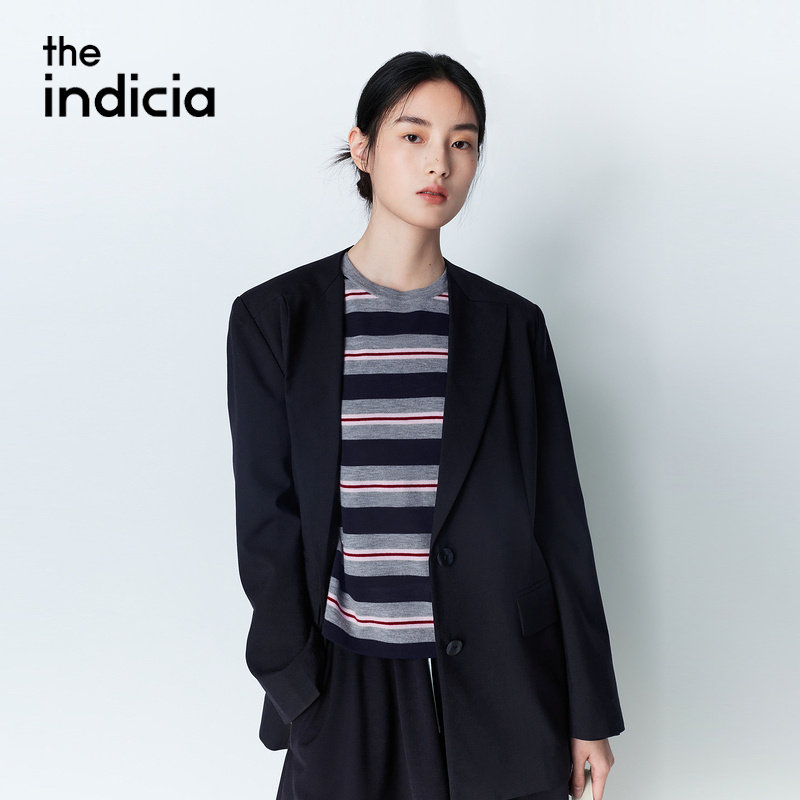 indicia标记商场同款26春季新款女装藏青色小西装外套L2A6XZ012