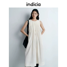 indicia标记25夏新款肌理感法式连衣裙米白色长裙子女装L2B5LQ049