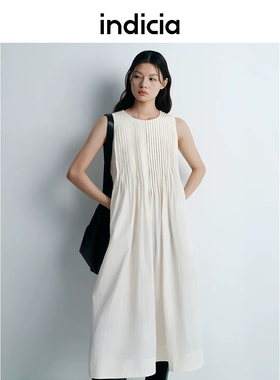 indicia标记25夏新款肌理感法式连衣裙米白色长裙子女装L2B5LQ049