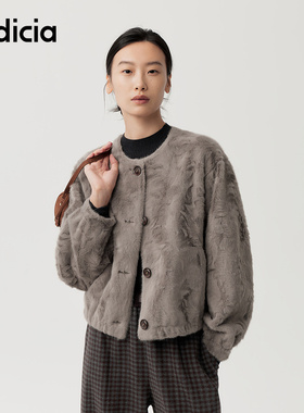 indicia标记商场同款25冬季新款女装毛绒短款外套F2D5PC520N
