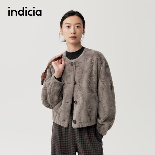 indicia标记商场同款冬季新款女装毛绒短款外套F2D5PC520N