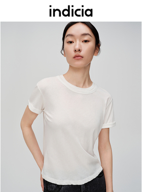 indicia标记商场同款夏季简约白色短袖t恤休闲上衣6B405TX268F