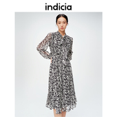 indicia标记商场同款 春秋季 碎花连衣裙女收腰气质裙子6A403LQ168C
