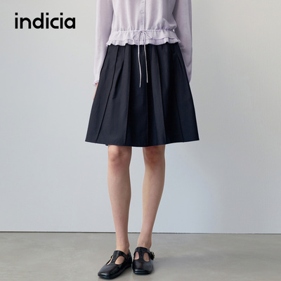 indicia标记商场同款2026夏季新款女装半身裙藏青色松紧腰A字裙子