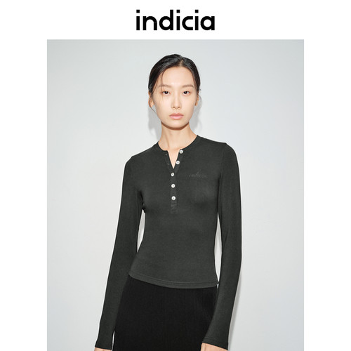 indicia标记修身显瘦针织衫百搭刺绣上衣春秋季女装L2C4ZZ140