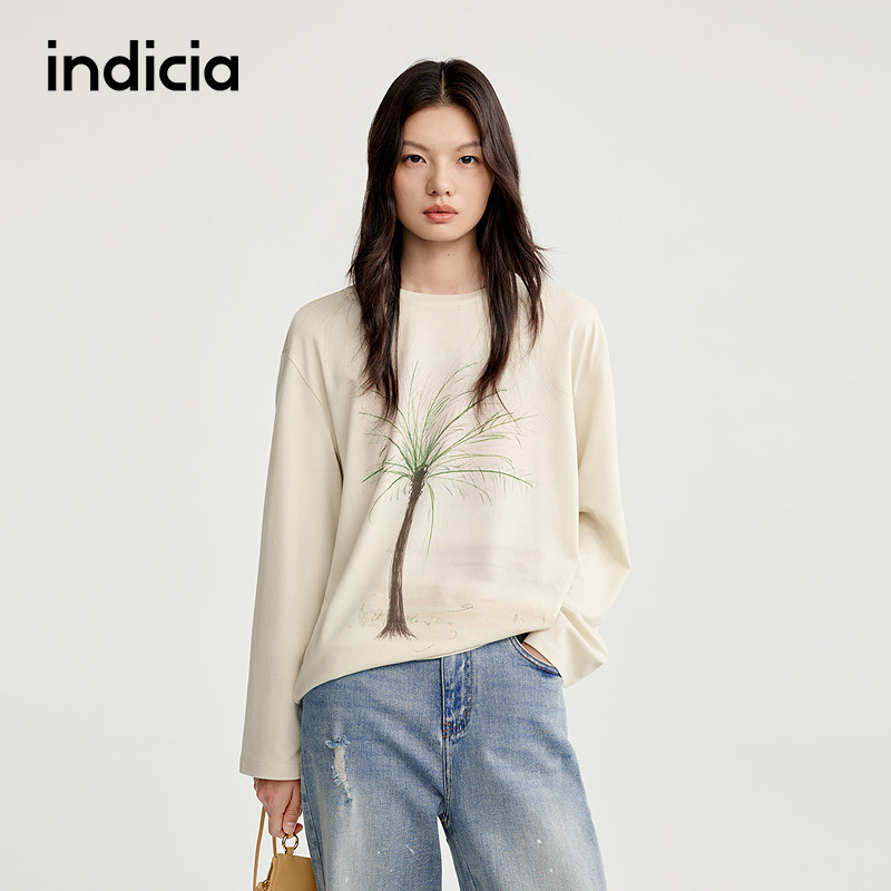 indicia标记商场同款春秋女装设计感印花罩衫T恤休闲L2C5TX131