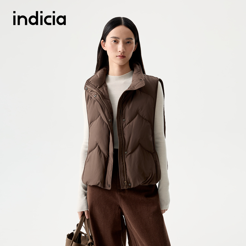 indicia标记25冬新款小立领鸭绒羽绒马甲宽松背心保暖L2D5MJ238