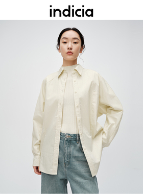 indicia标记商场同款纯棉衬衫简约宽松上衣春秋女装6A401CS032F