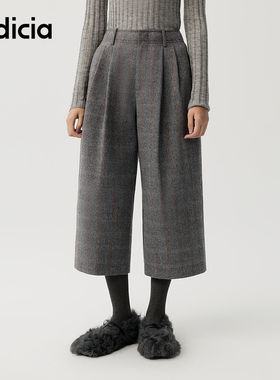 indicia标记商场同款25冬新款女装毛呢羊毛裤子休闲裤F2D5KZ644C