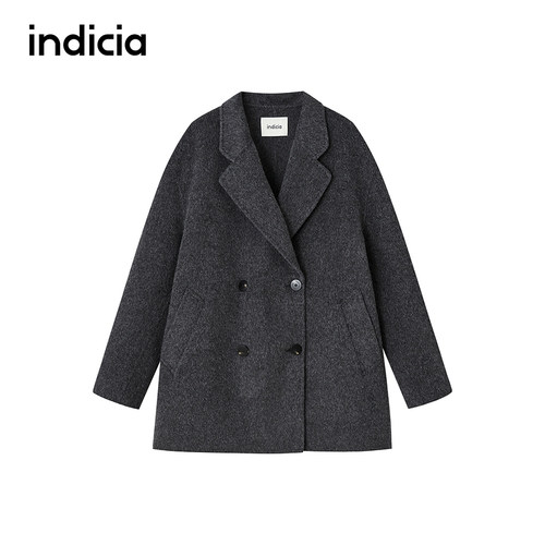 indicia标记商场同款冬季女装灰色毛呢外套羊毛大衣F2D4DY846C