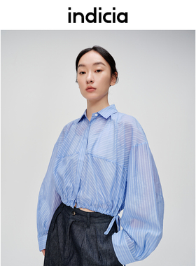 indicia标记24年夏商场同款短款翻领宽松轻薄外套衬衫6B404CS228F