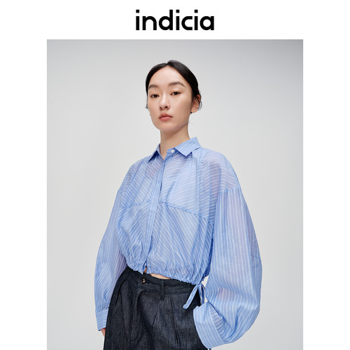 indicia标记夏商场同款女装短款翻领宽松轻薄外套衬衫6B404CS228F