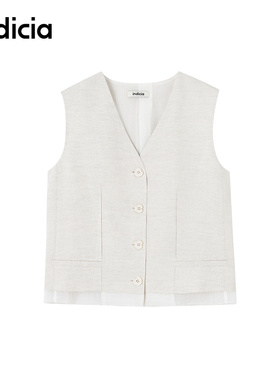 indicia标记商场同款25夏新款v领亚麻西装马夹外套女装F2B5MJ150F