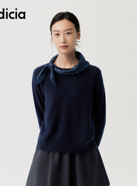 indicia标记商场同款25冬季女装针织衫毛衣藏青色毛衫F2D5MS561N