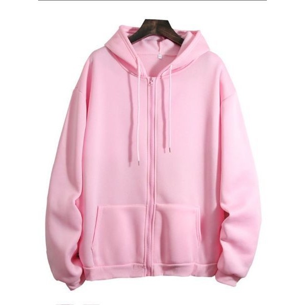 跨境外贸欧美宽松连帽卫衣2025秋冬新款加绒加厚拉链纯色上衣外套