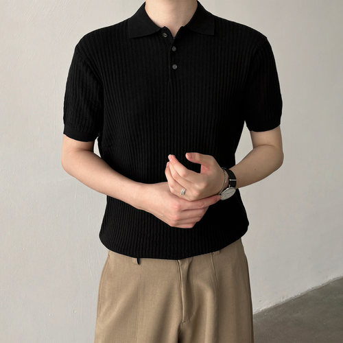 夏季天丝亚麻polo领透气短袖T恤