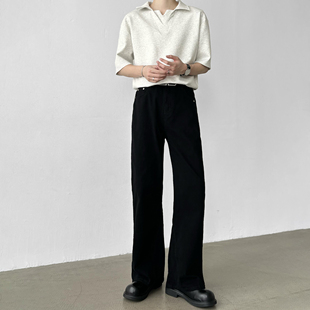 2021M直筒A字宽松14盎司牛仔裤 男笙春夏季 cleanfit黑色纯棉牛仔裤