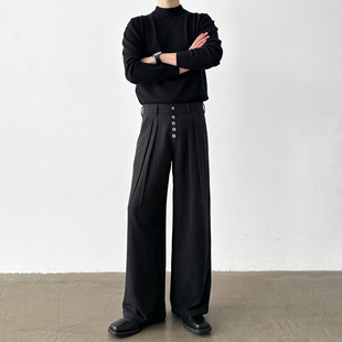 高品质三本针5连扣A字阔腿宽松西裤 夏季 莱赛尔天丝混纺 男笙