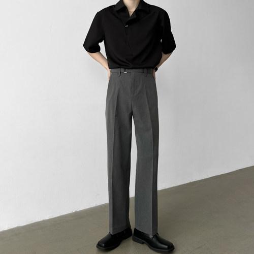 2026春季色纺布高腰A字直筒西裤