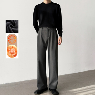 男笙【加绒A字直筒西裤】冬季新款高品质三本针工艺直筒宽松西裤